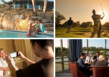 collage of boca west number one lifestyle, pool, golf, spa and dining