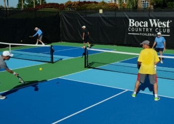 boca west men playing pickelball