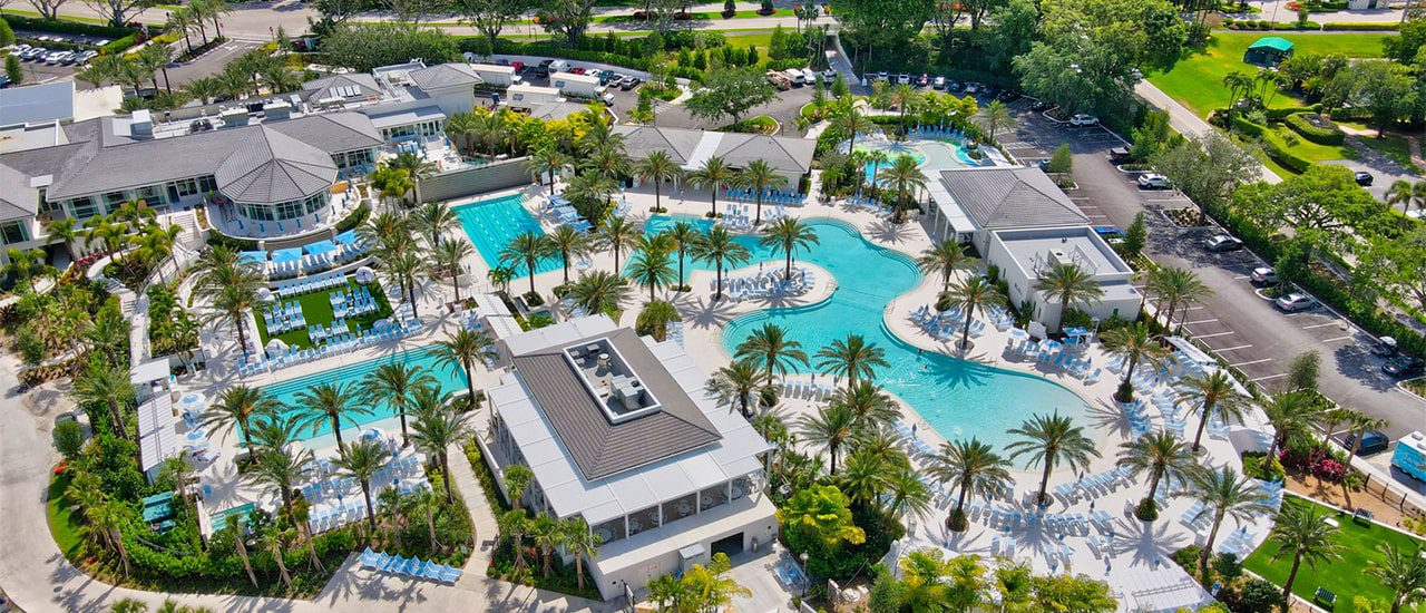 Boca West community pool aerial