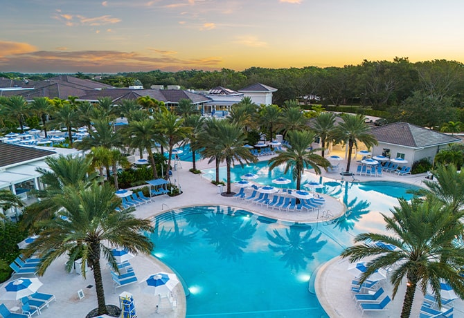 aerial of the boca west pool